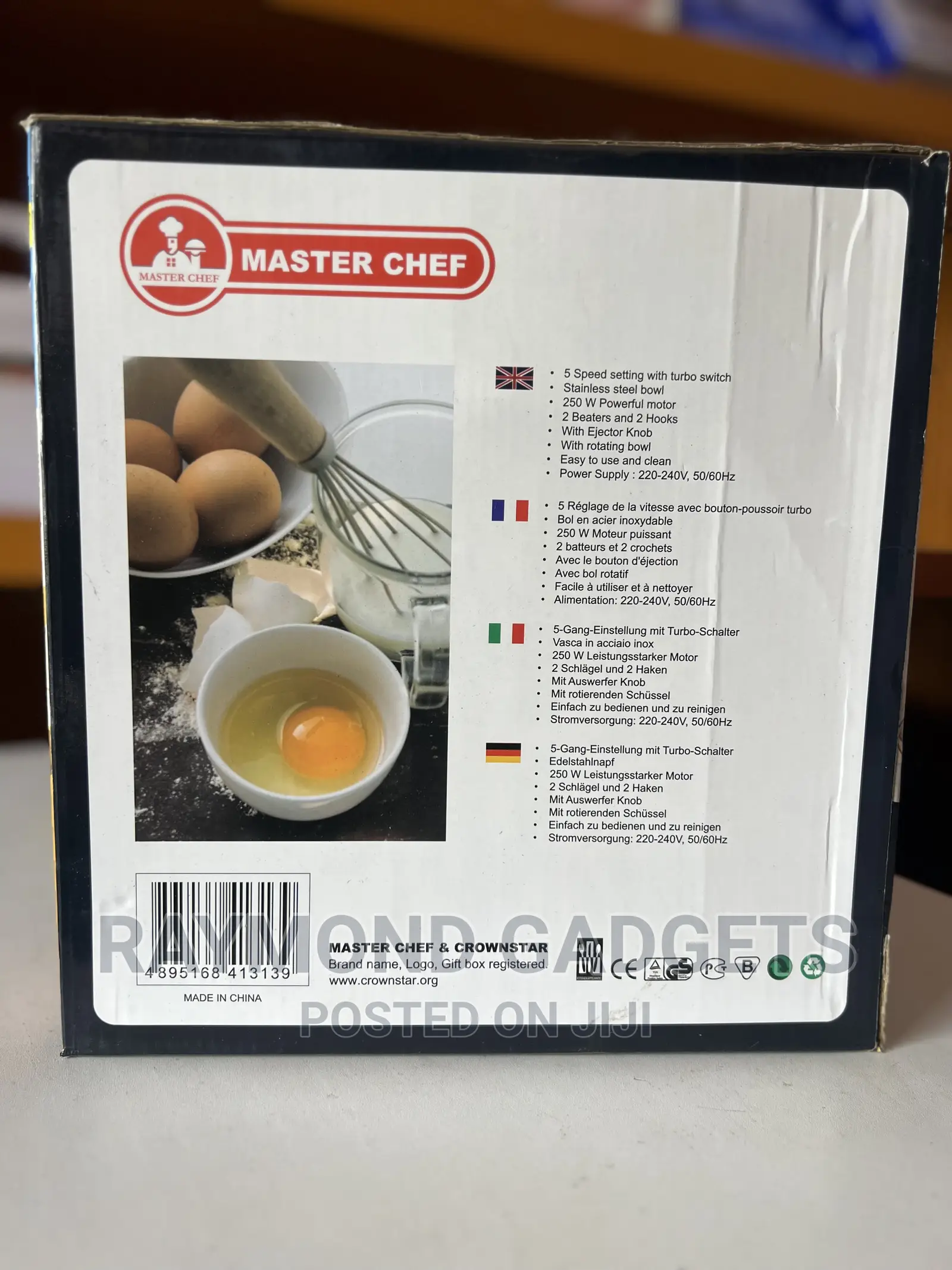 Master Chef Mc-Hm163 Hand Mixer With Rotating Bowl Stainless