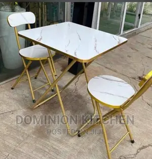 Marble Foldable Table and Chair(Gold Leg)