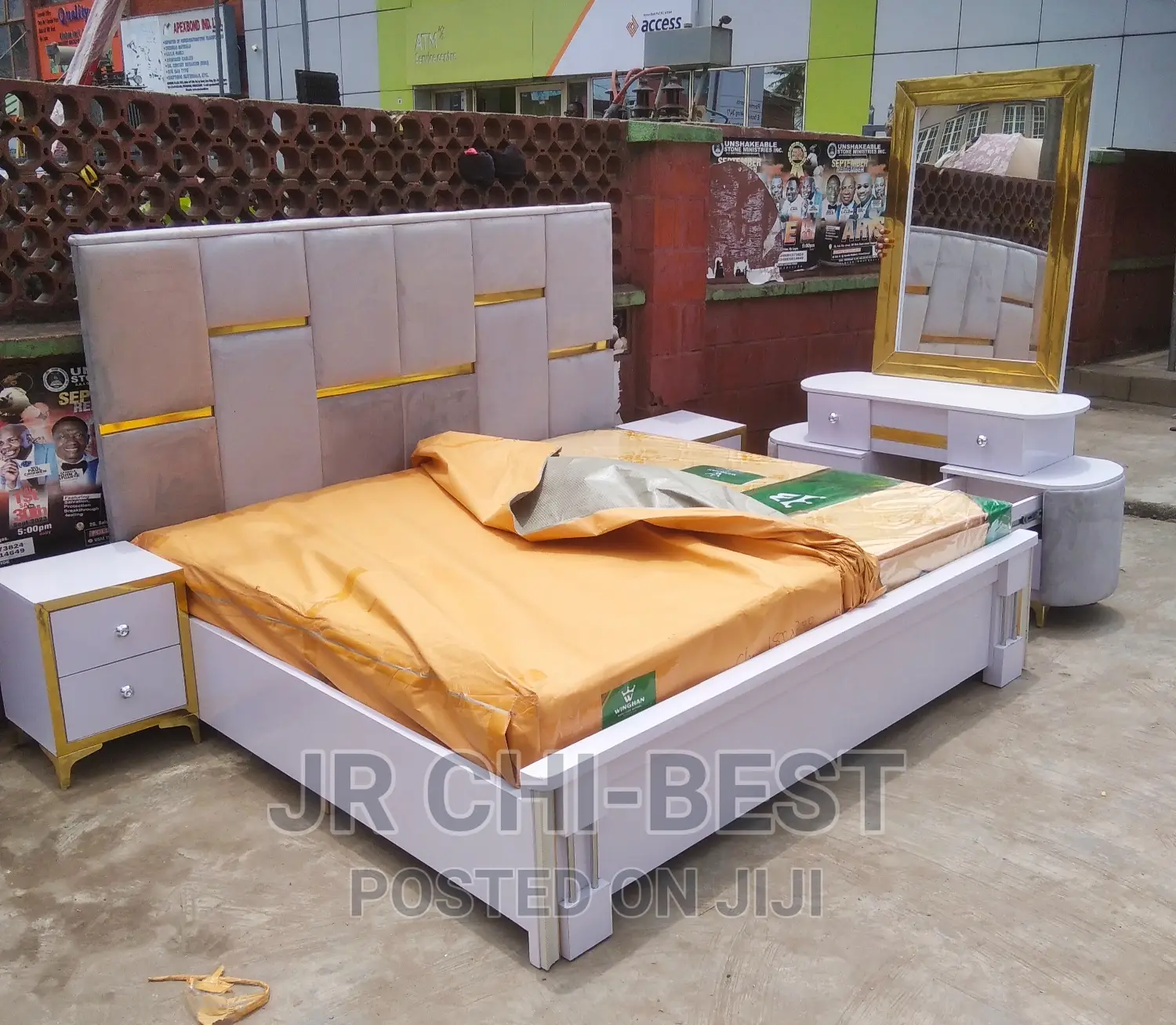 Complete Set of Authentic Quality 6 by 6 HDF Padded Bed Frame