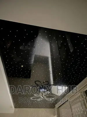 Glossy Stretch Ceiling Deisgn With Fibre Optics Led