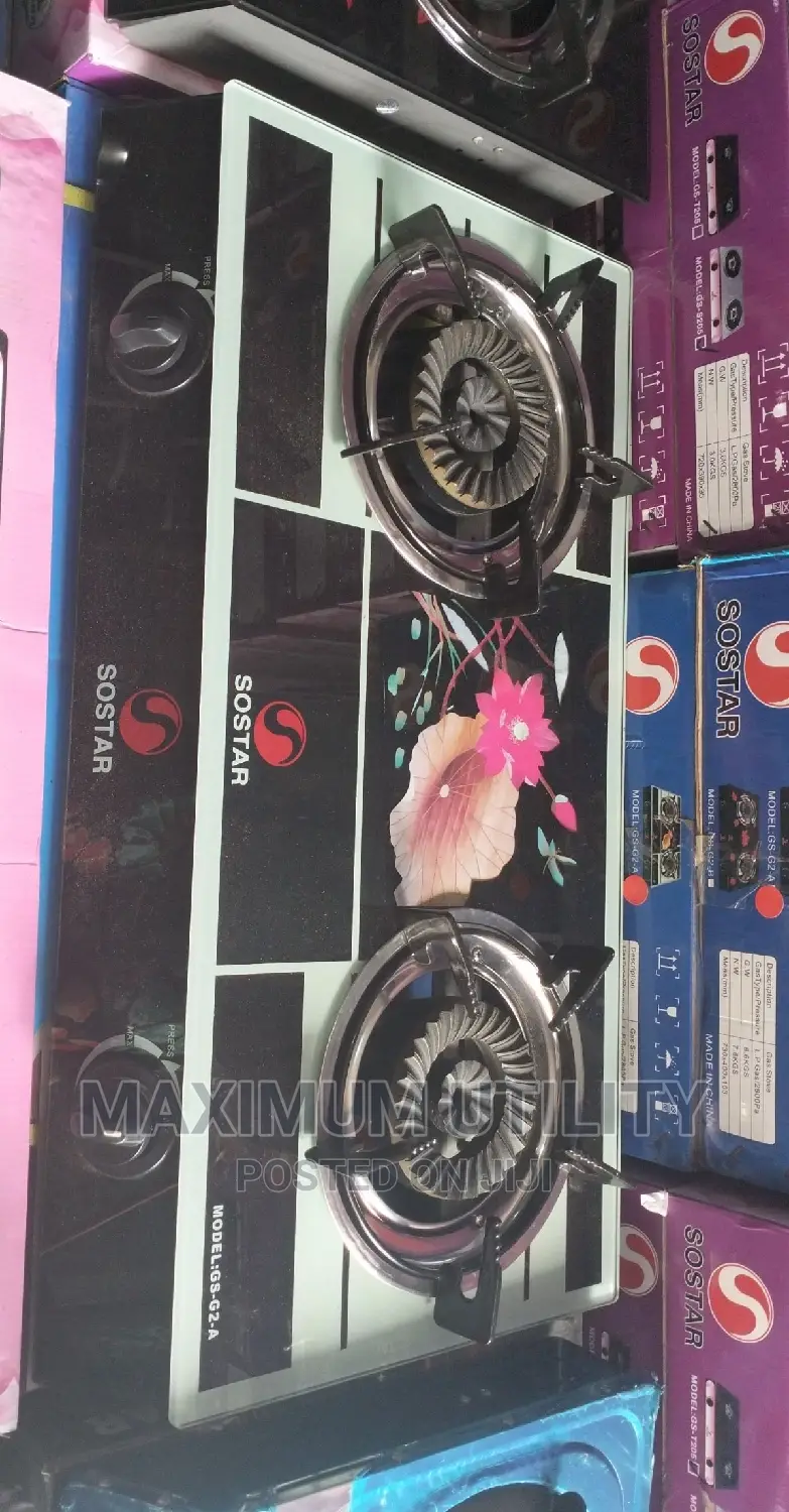 Sostar Glass Face Automatic Table Top 2burners Gas Stove