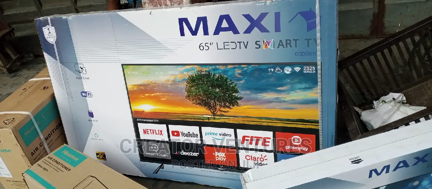 Maxi 65" Smart Android LED Tv Tiny Frame,Netflix,Youtube