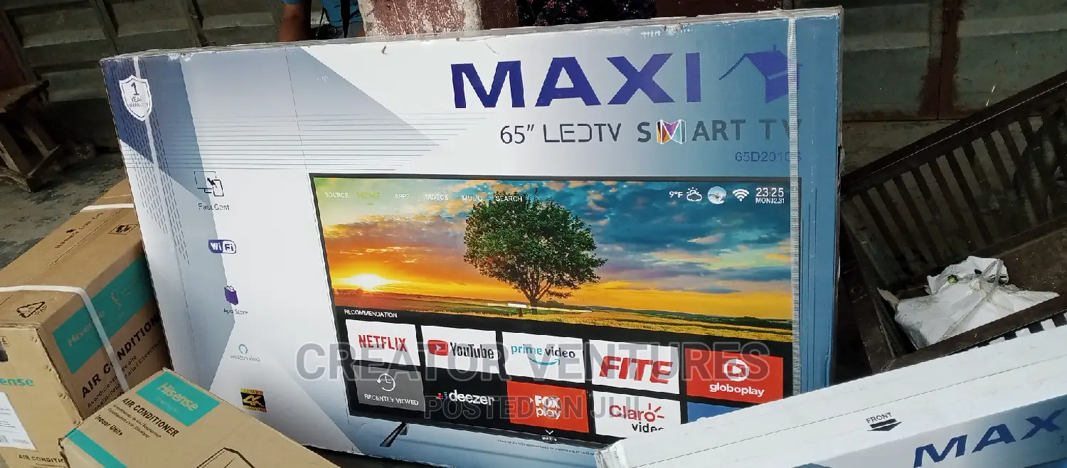 Maxi 65" Smart Android LED Tv Tiny Frame,Netflix,Youtube