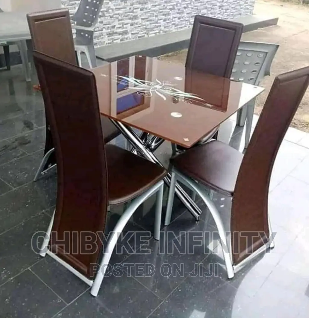 Classic 4 Seaters Glass Top Dining Set