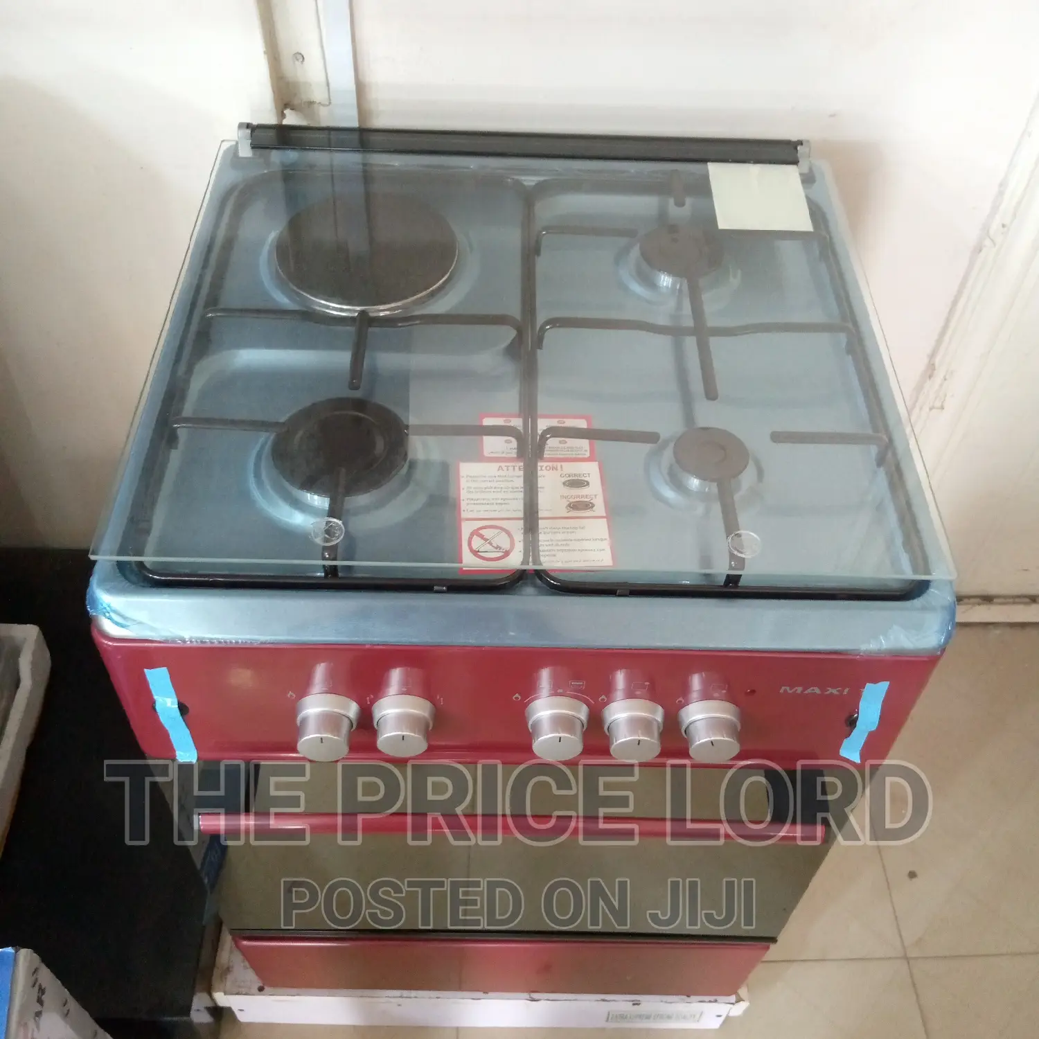 Maxi 60 60 3gas+1electric Cooker Red