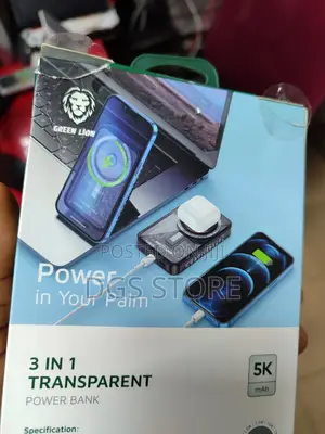 Green Lion 3in1 Magsafe Power Bank Transparent 5000mah Pd20w