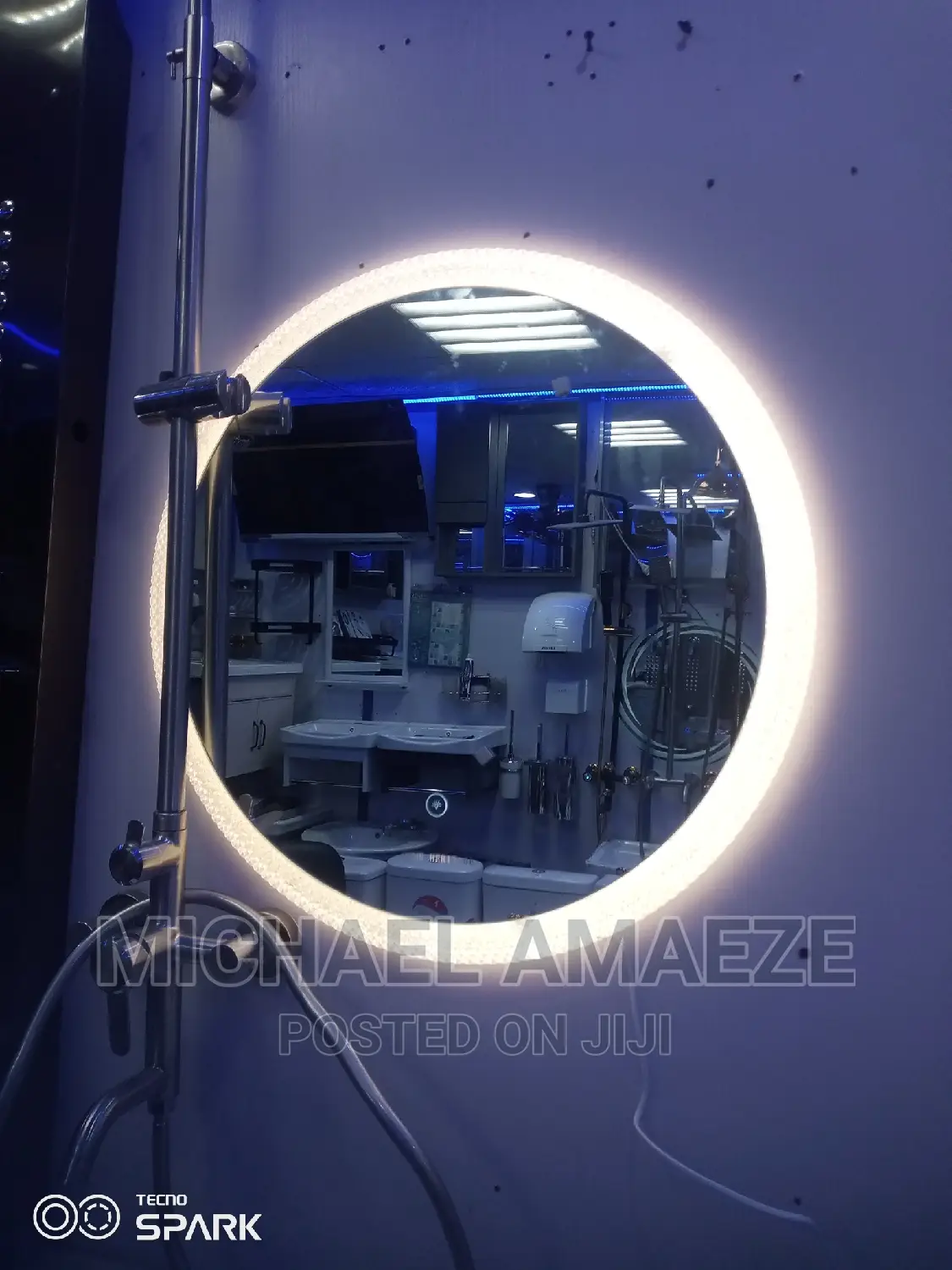 Crystal Round 3 Lights LED Mirror