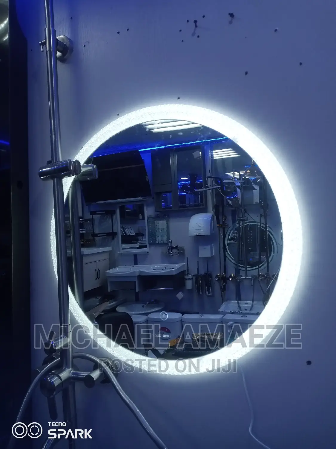 Crystal Round 3 Lights LED Mirror
