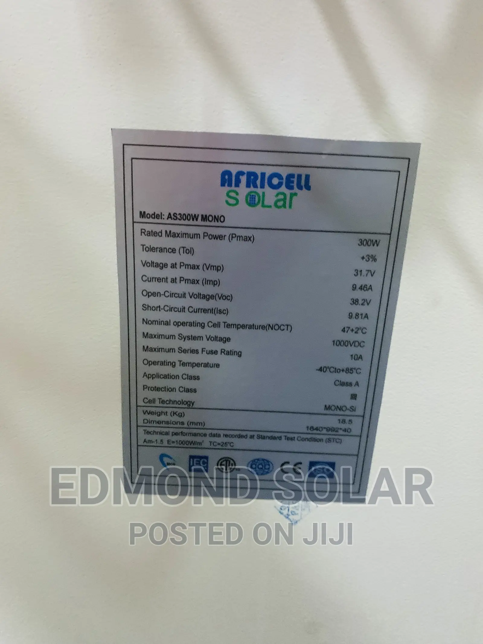 Africell Solar Panel 300W 24V Is Available