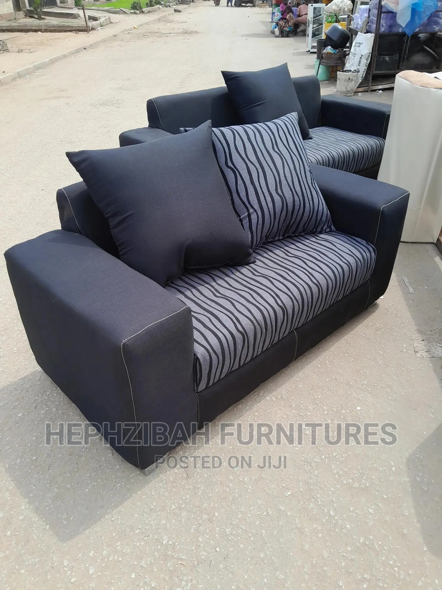 Complete 7 Seaters R Fabric Stripe Sofa