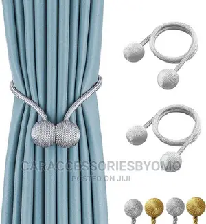 Magnetic Curtain Holder - Silver - 2pc