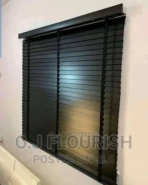 Black Shiny Wooden Window Blinds