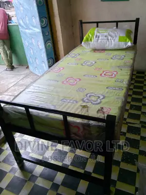 Single Metal Bed,With Mattress and Fibre Pillow