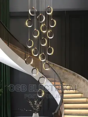 Black Ring Staircase LED Chandelier