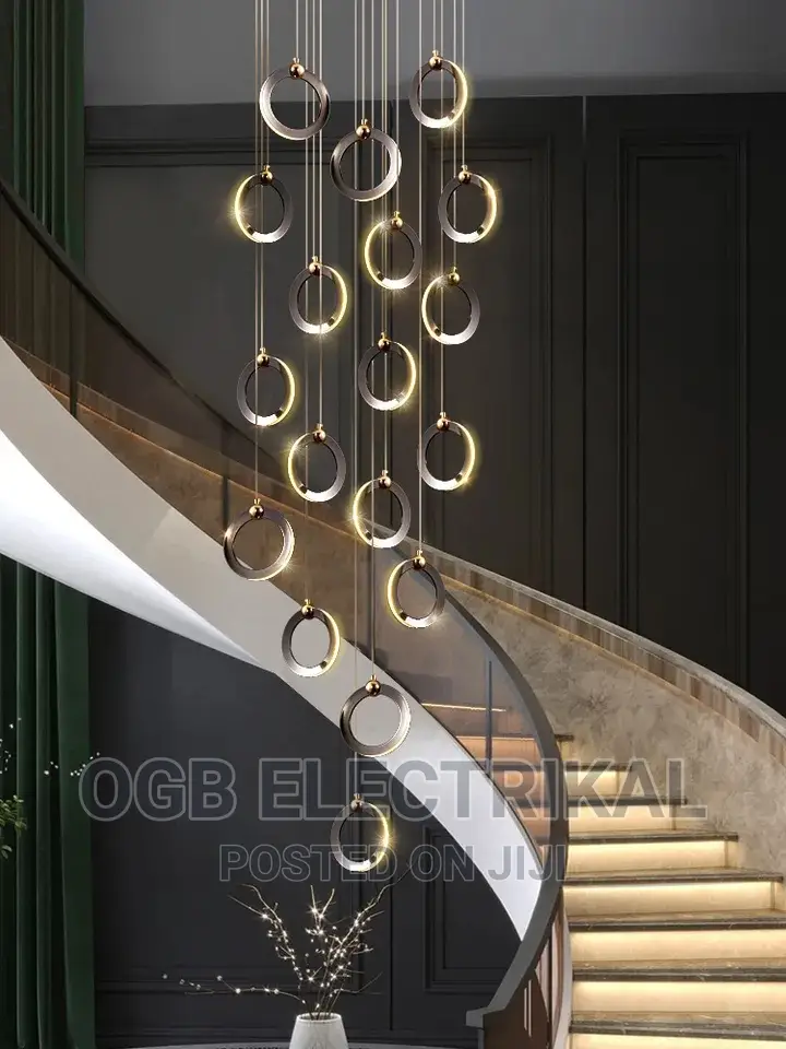 Black Ring Staircase LED Chandelier