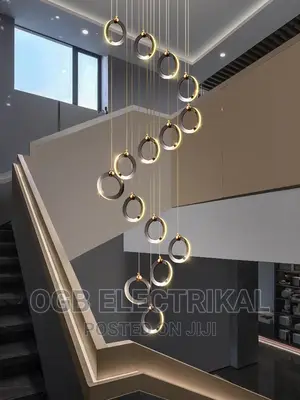 Black Ring Staircase LED Chandelier