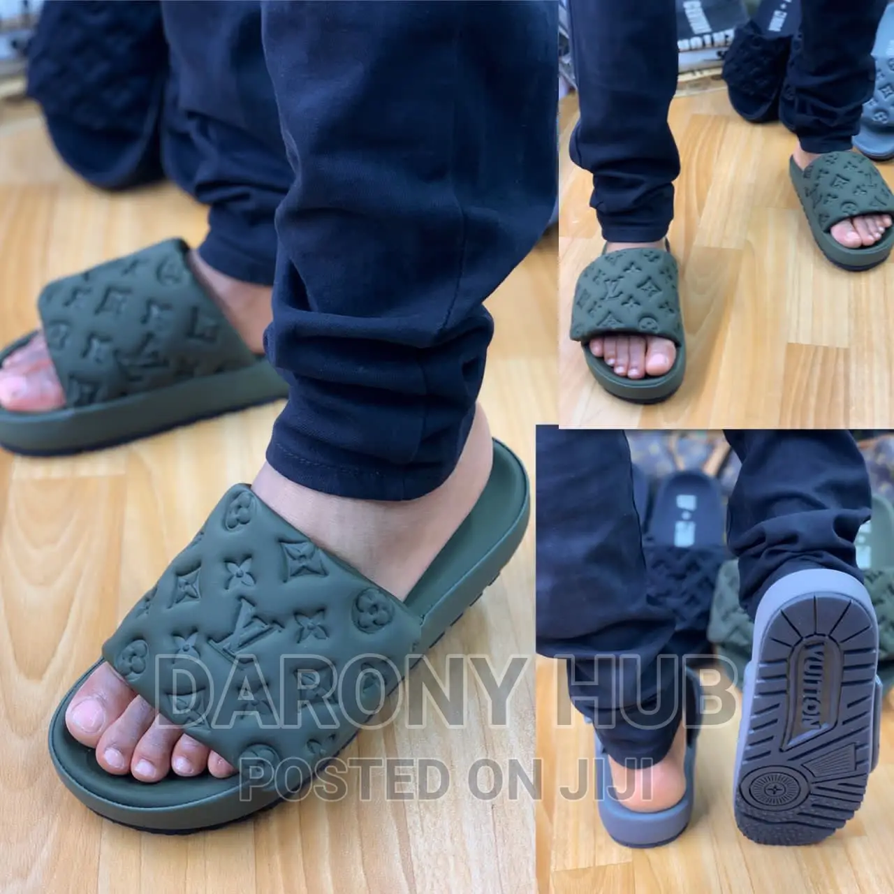 New Luxury Louis Vuitton Slides_green, Ash, Black