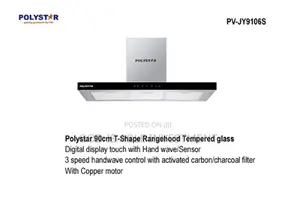 Polystar 90cm T-Shape Rangehood Tempered Glass PV-JY9106S