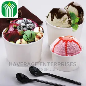 Disposable Paper Ice Cream/Chops/Food Cups With Dome Lids 7oz ~200pcs