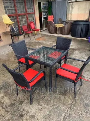 Complete Set of Outdoor Rattan Four Leg Chair and Table