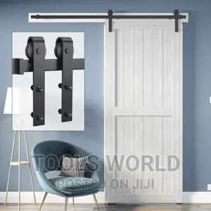6.6ft Barn Door Hardware Kit Heavy Duty Black Sliding Door