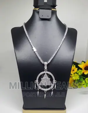 Photo - Luxury Tennis Iced Pendant Men’S Neckpiece Silver