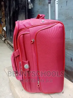 Medium Red Star Express Traveling Luggage Bag Wit Trolleys