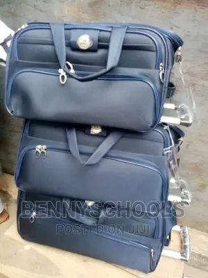 Set of 3 Navy Blue Star Express Travelling Bags With Trolley