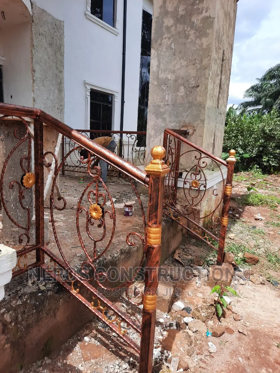Curly Cumbi Flower Wrought Iron Rail