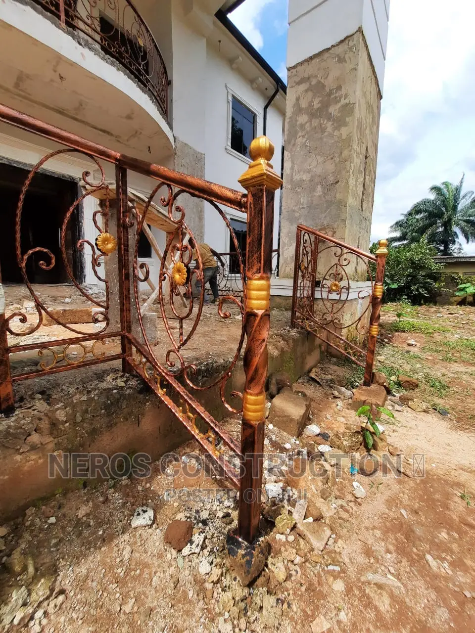 Curly Cumbi Flower Wrought Iron Rail