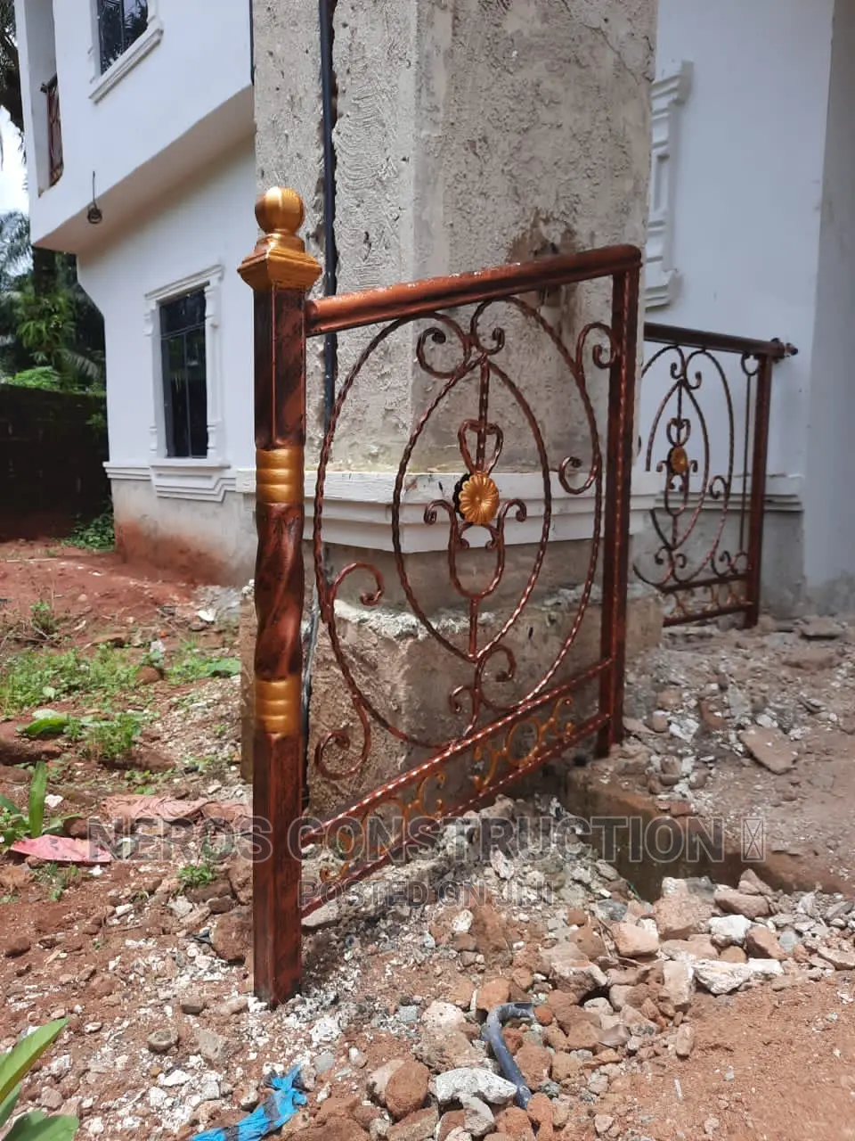 Curly Cumbi Flower Wrought Iron Rail