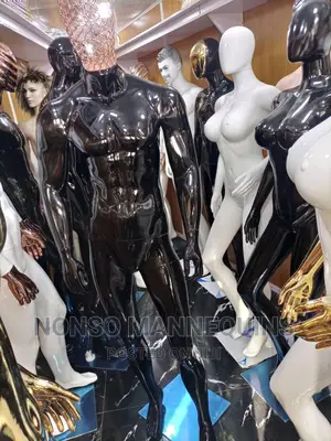 Full Male Black Fibre Mannequin With Basket Head