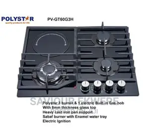 3 Burner + 1 Hot Plate in-Built Glass Table Top Gas Hob