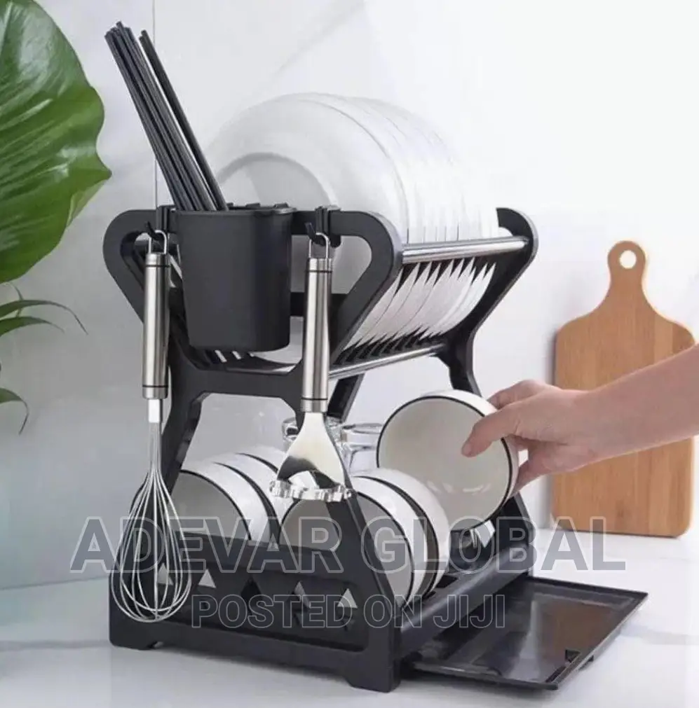 2 Layers Plastic Plate Dish Kitchen Rack