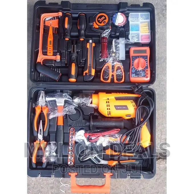 Complete Tools Box Kit Set With Electric Drill 13MM Machine