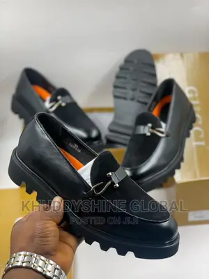 Black Loafer Shoes With Chain