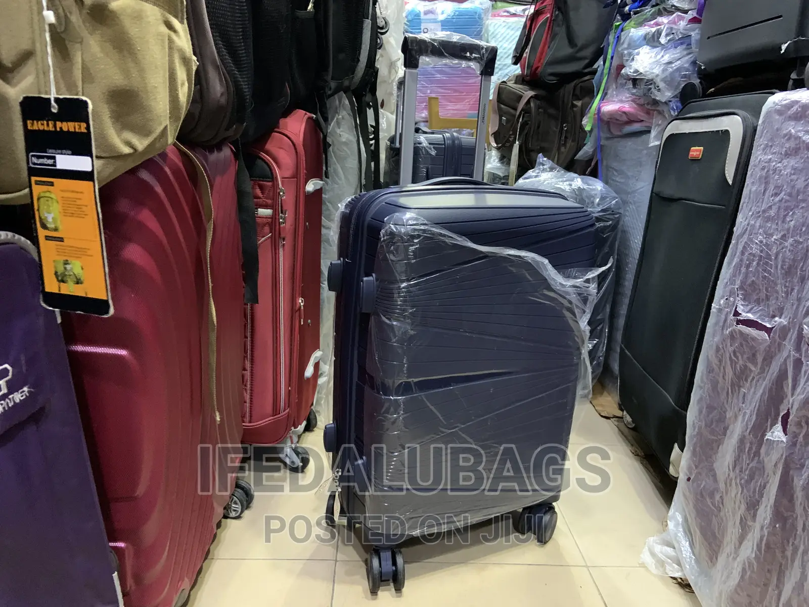 Small Size Navy Blue Unbreakable Plastic Travel Luggage