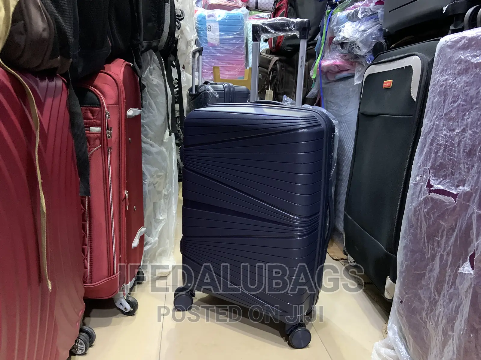Small Size Navy Blue Unbreakable Plastic Travel Luggage