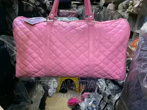 Pink Quality Leather Channel Inspired Duffel Travel Bag