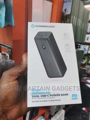 Powerology Onyx 30000mah Dual USB-C Powerbank 100W