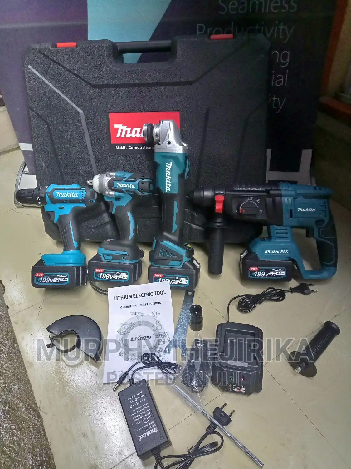 Complete Cordless Impact Drill Machine With Angle Grinder