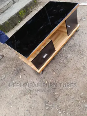 Executive Brown Center Table With Black Doors