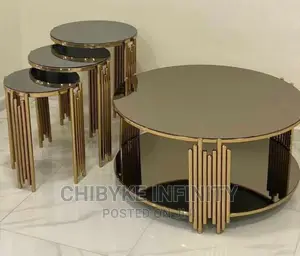 Executive Contemporary Glass Top Center Table Wit 3side Sto
