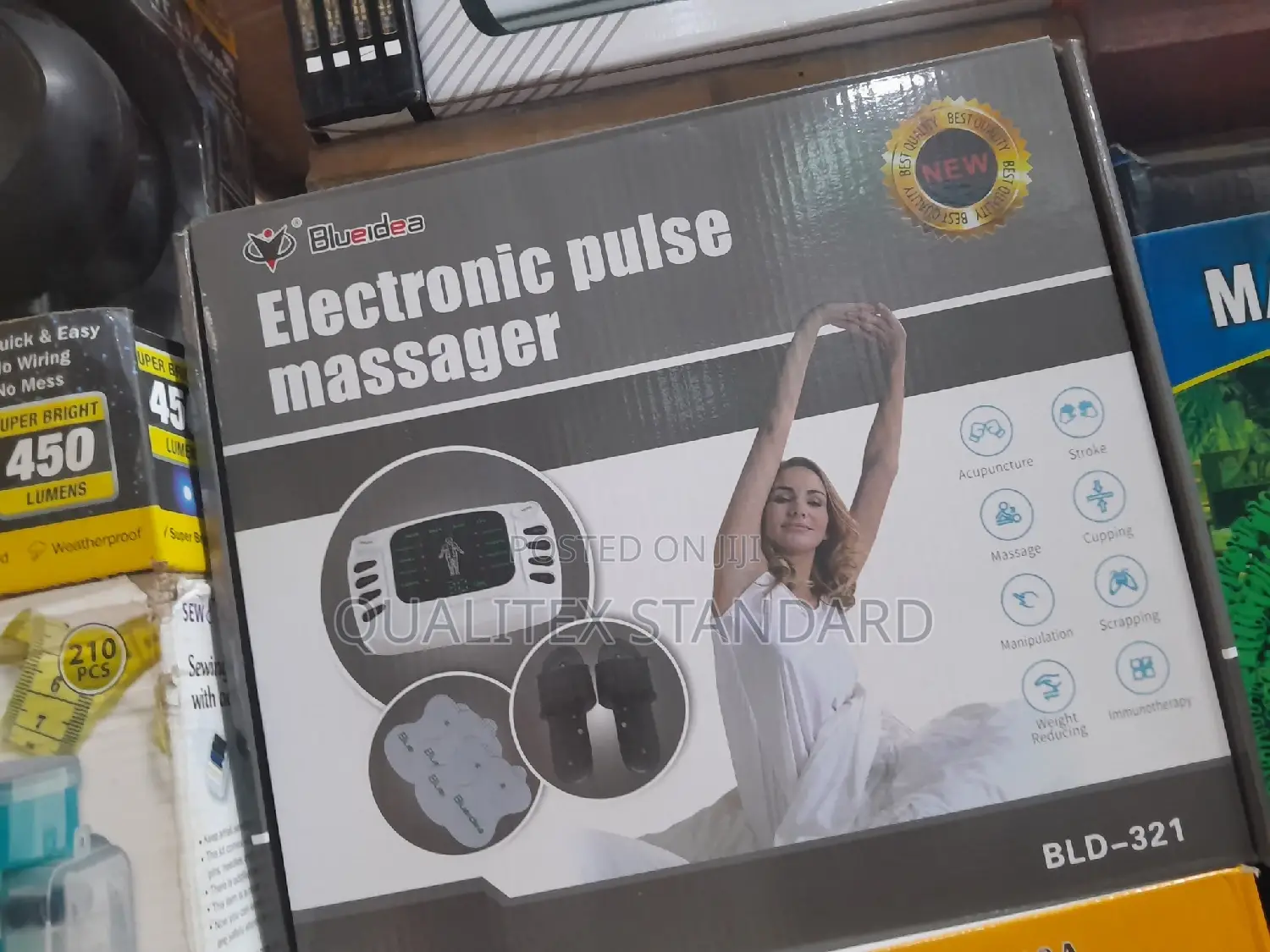 Blue Idea Electronic Pulse Massager (White and Black)