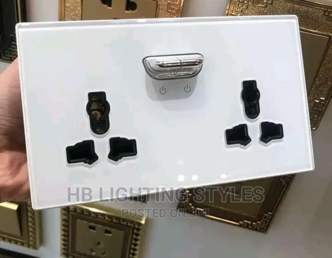 Tempered Acrylic Glass Finish Double Gang Socket