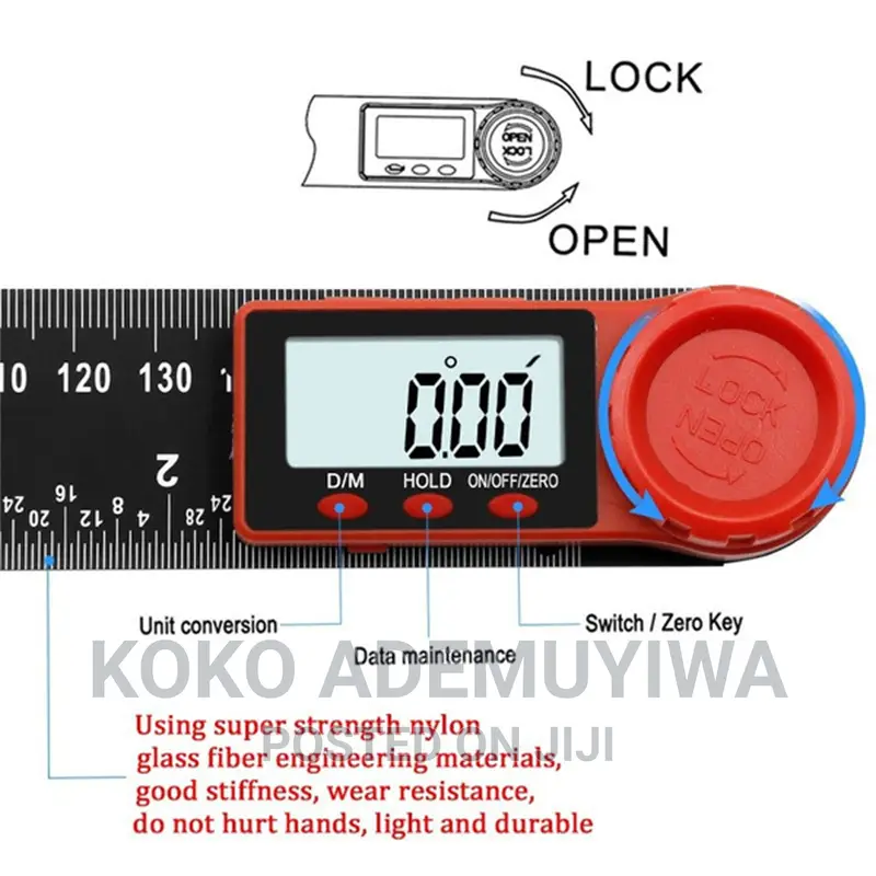 300mm (2in1) LED Digital Angle Ruler Protractor Inclinometer