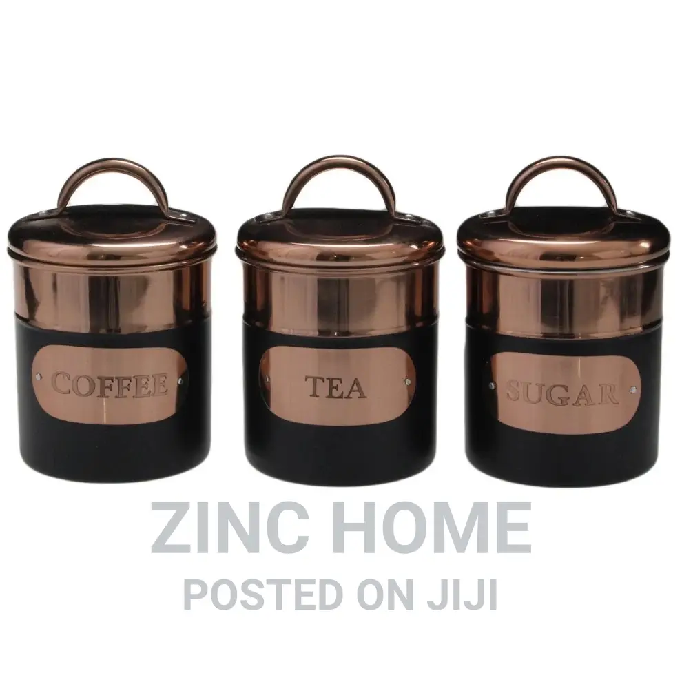 Tea/ Coffee/ Sugar Tins - Black Copper