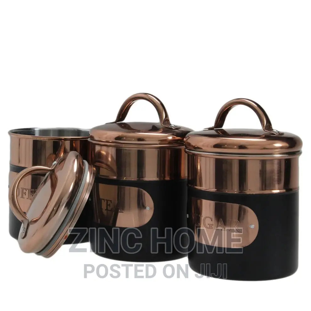 Tea/ Coffee/ Sugar Tins - Black Copper