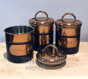 Tea/ Coffee/ Sugar Tins - Black Copper