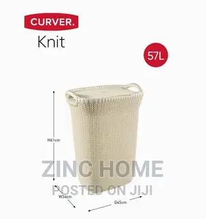 Curver Knit Laundry Hamper - 57l Vintage White